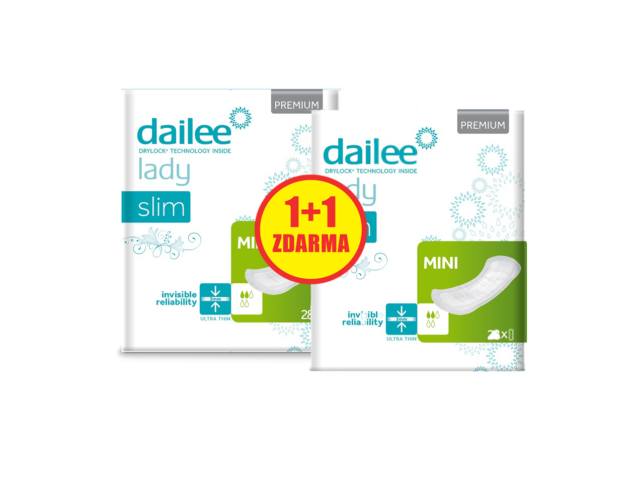 DAILEE 1+1 ZDARMA Lady Premium Slim Mini 28 + 28 ks