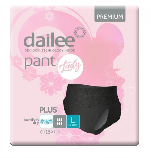 DAILEE PANT LADY Premium Plus Black L inkontinenční navlékací kalhotky 15 ks