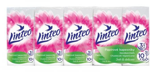 Linteo kapesníky Mentol, bíle, 3-vrst, 10x10 bal.