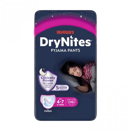 Huggies DryNites natahovací kalhotky pro dívky 4-7 let 10 ks