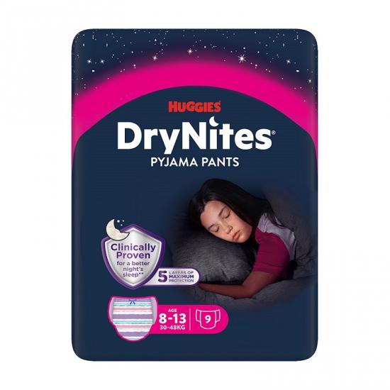 Huggies DryNites natahovací kalhotky pro dívky 8-13 let 9 ks