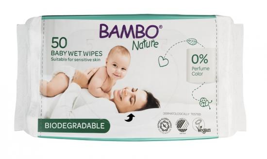 Bambo Nature Biodegradabilní vlhčené ubrousky 50 ks