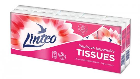 Linteo papírové kapesníky Linteo 3-vrstvé 10x10 ks